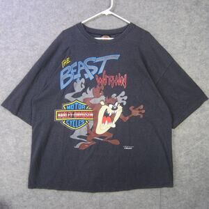 Vintage Harley-Davidson Taz Shirt Mens 3XL Black Beast Within Looney Tunes 90s